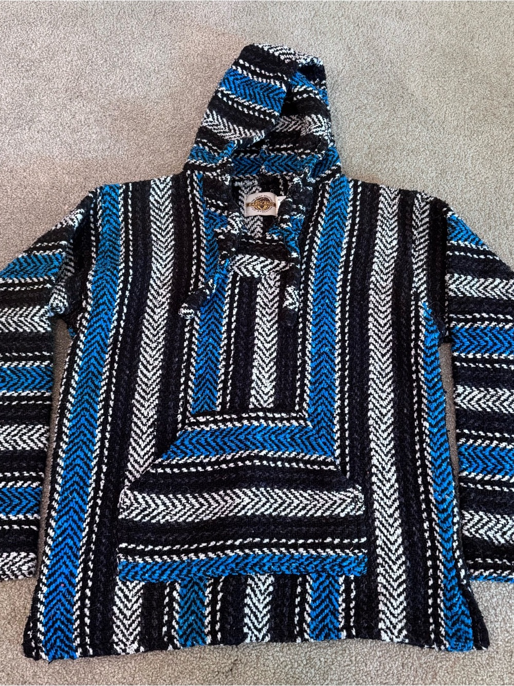 Earth Ragz Hoodie Multicolored Baja Hooded Pullover Southwestern Surf Mens Med